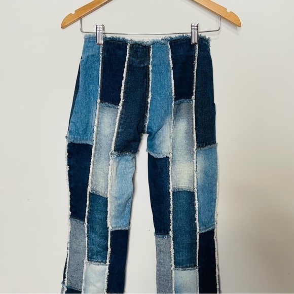 Vintage Denim - VINTAGE | Patchwork Zane Di Fringe Boot Cut Low Rise Denim Jeans